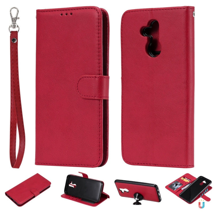 For Huawei Mate 20 Lite Solid Color Horizontal Flip Protective Case with Holder & Card Slots & Wallet & Photo Frame & Lanyard