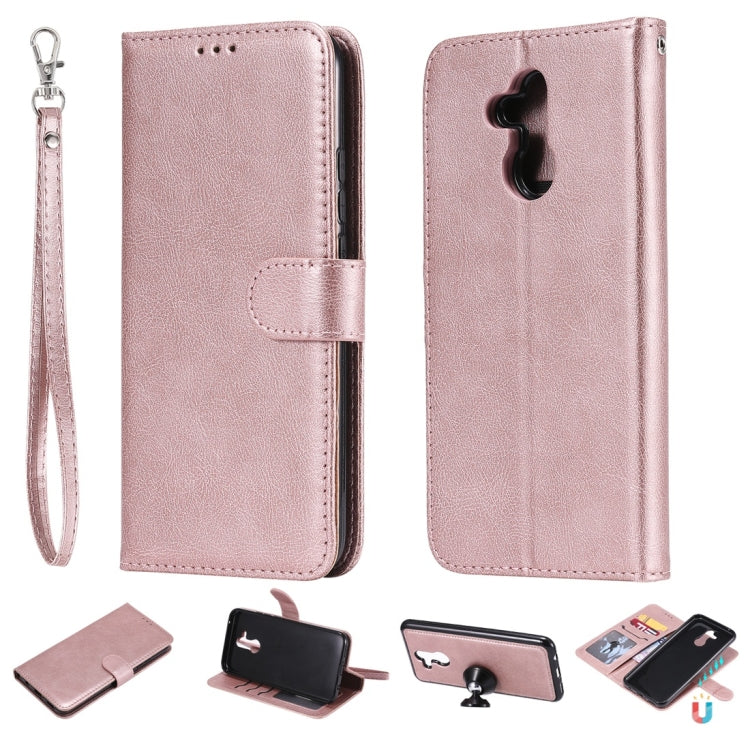 For Huawei Mate 20 Lite Solid Color Horizontal Flip Protective Case with Holder & Card Slots & Wallet & Photo Frame & Lanyard