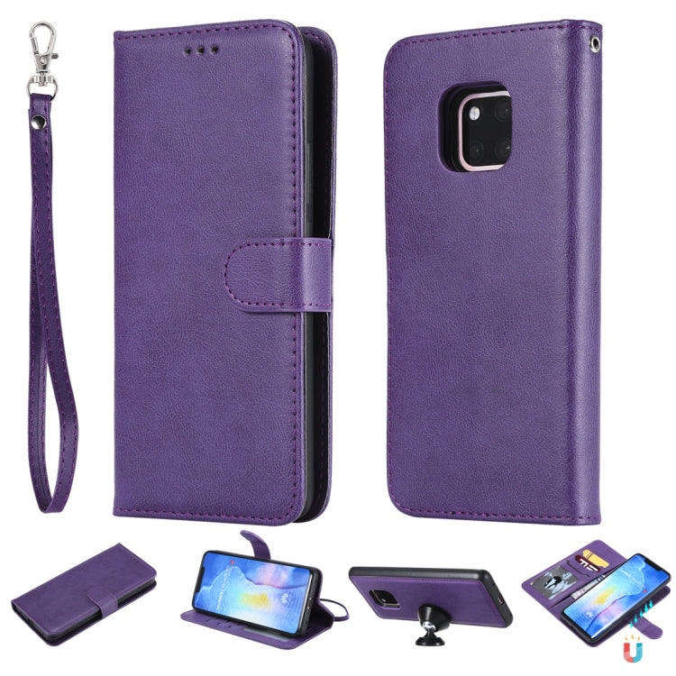 For Huawei Mate 20 Pro Solid Color Horizontal Flip Protective Case with Holder & Card Slots & Wallet & Photo Frame & Lanyard