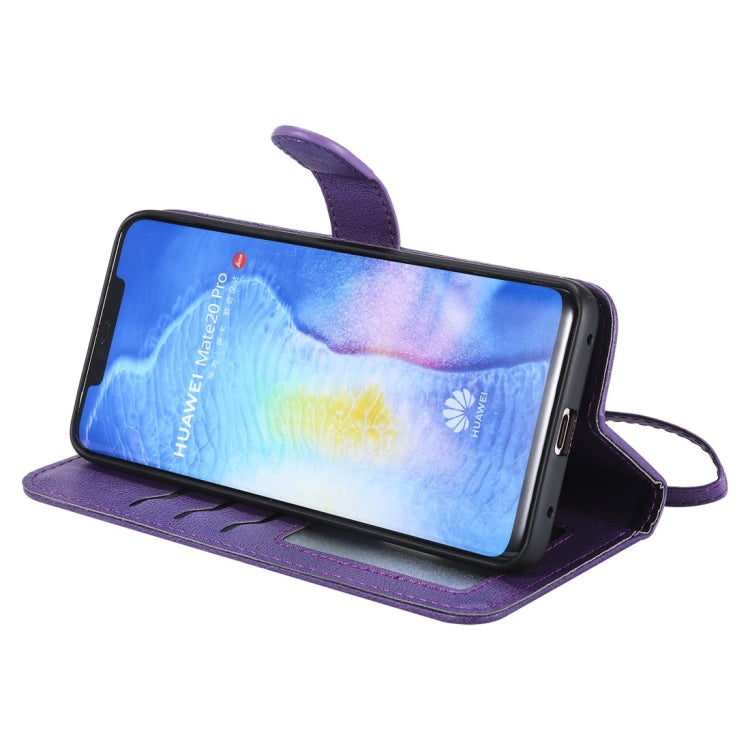 For Huawei Mate 20 Pro Solid Color Horizontal Flip Protective Case with Holder & Card Slots & Wallet & Photo Frame & Lanyard