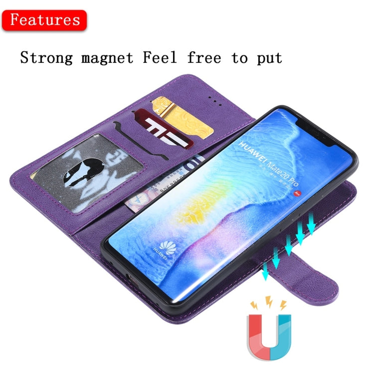 For Huawei Mate 20 Pro Solid Color Horizontal Flip Protective Case with Holder & Card Slots & Wallet & Photo Frame & Lanyard
