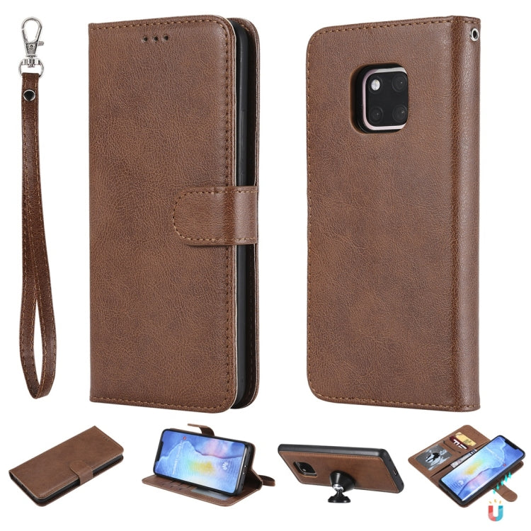 For Huawei Mate 20 Pro Solid Color Horizontal Flip Protective Case with Holder & Card Slots & Wallet & Photo Frame & Lanyard