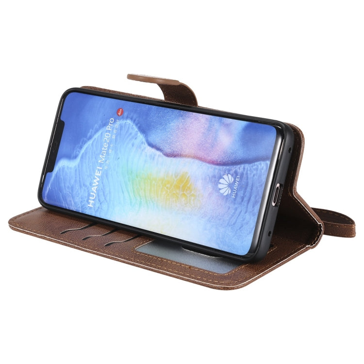For Huawei Mate 20 Pro Solid Color Horizontal Flip Protective Case with Holder & Card Slots & Wallet & Photo Frame & Lanyard