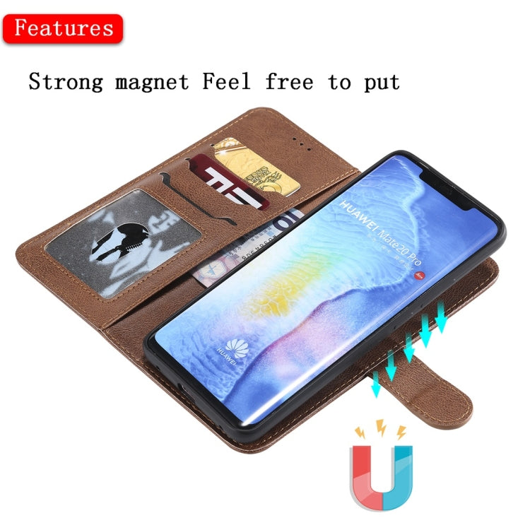 For Huawei Mate 20 Pro Solid Color Horizontal Flip Protective Case with Holder & Card Slots & Wallet & Photo Frame & Lanyard