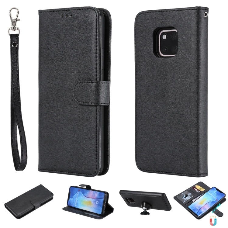 For Huawei Mate 20 Pro Solid Color Horizontal Flip Protective Case with Holder & Card Slots & Wallet & Photo Frame & Lanyard