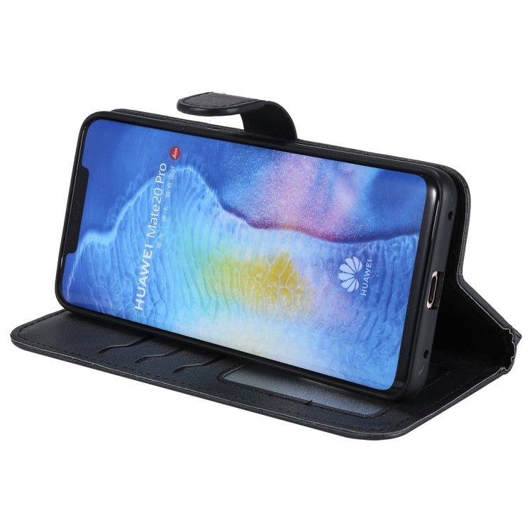 For Huawei Mate 20 Pro Solid Color Horizontal Flip Protective Case with Holder & Card Slots & Wallet & Photo Frame & Lanyard