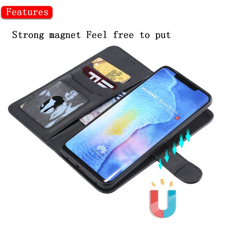 For Huawei Mate 20 Pro Solid Color Horizontal Flip Protective Case with Holder & Card Slots & Wallet & Photo Frame & Lanyard
