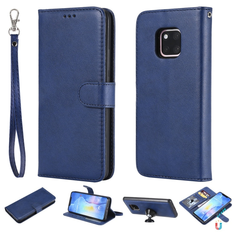 For Huawei Mate 20 Pro Solid Color Horizontal Flip Protective Case with Holder & Card Slots & Wallet & Photo Frame & Lanyard