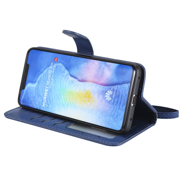 For Huawei Mate 20 Pro Solid Color Horizontal Flip Protective Case with Holder & Card Slots & Wallet & Photo Frame & Lanyard