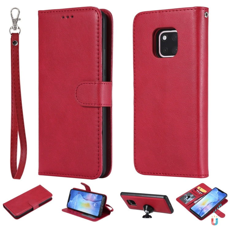 For Huawei Mate 20 Pro Solid Color Horizontal Flip Protective Case with Holder & Card Slots & Wallet & Photo Frame & Lanyard