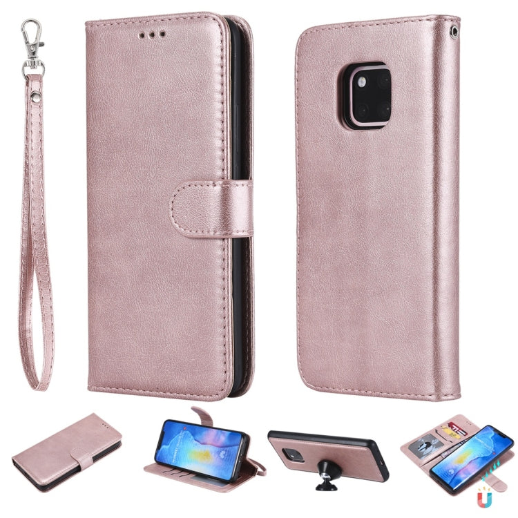 For Huawei Mate 20 Pro Solid Color Horizontal Flip Protective Case with Holder & Card Slots & Wallet & Photo Frame & Lanyard