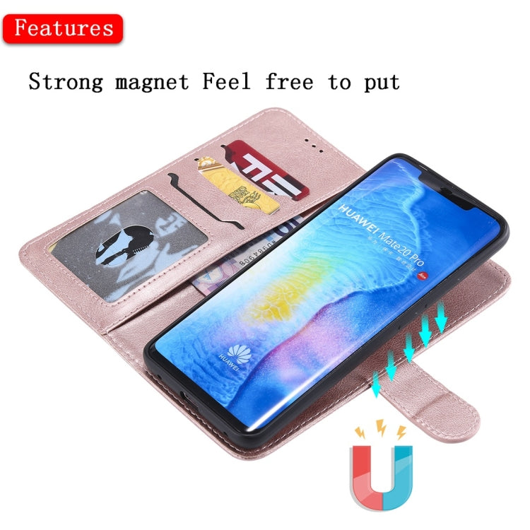 For Huawei Mate 20 Pro Solid Color Horizontal Flip Protective Case with Holder & Card Slots & Wallet & Photo Frame & Lanyard