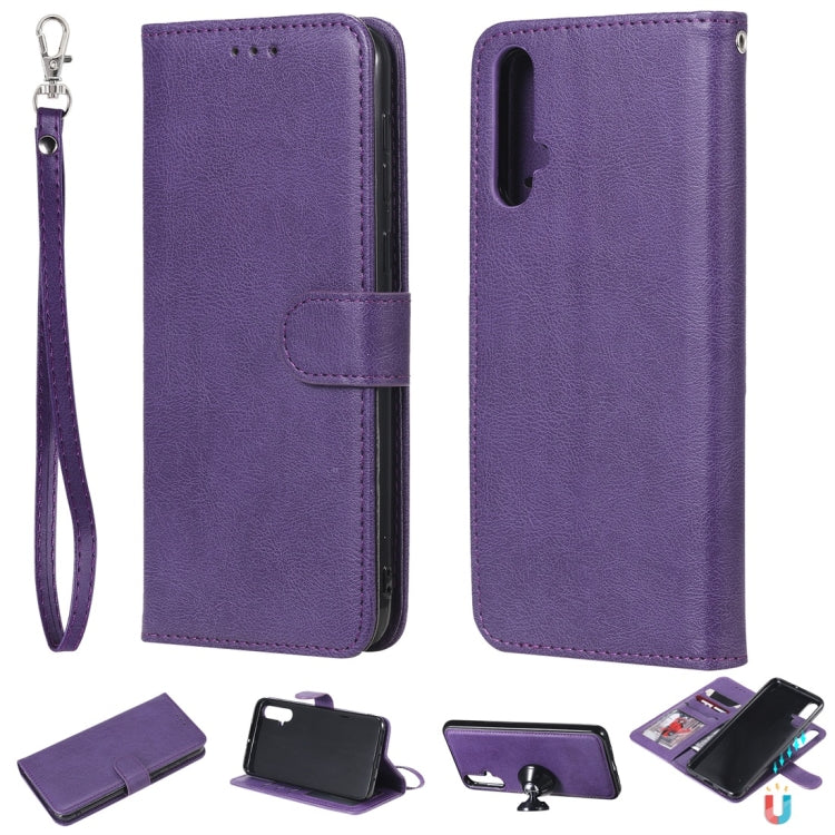 For Huawei nova 5 Solid Color Horizontal Flip Protective Case with Holder & Card Slots & Wallet & Photo Frame & Lanyard