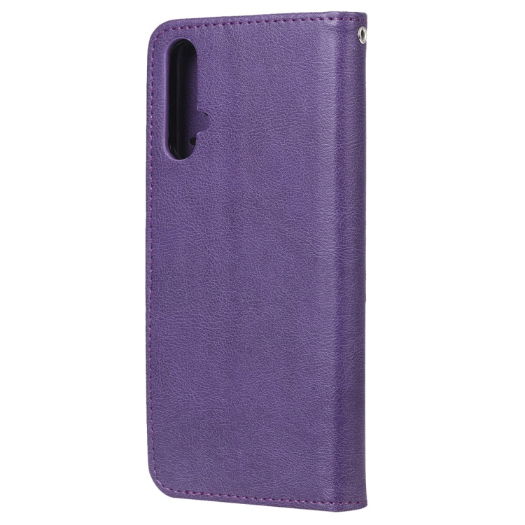 For Huawei nova 5 Solid Color Horizontal Flip Protective Case with Holder & Card Slots & Wallet & Photo Frame & Lanyard