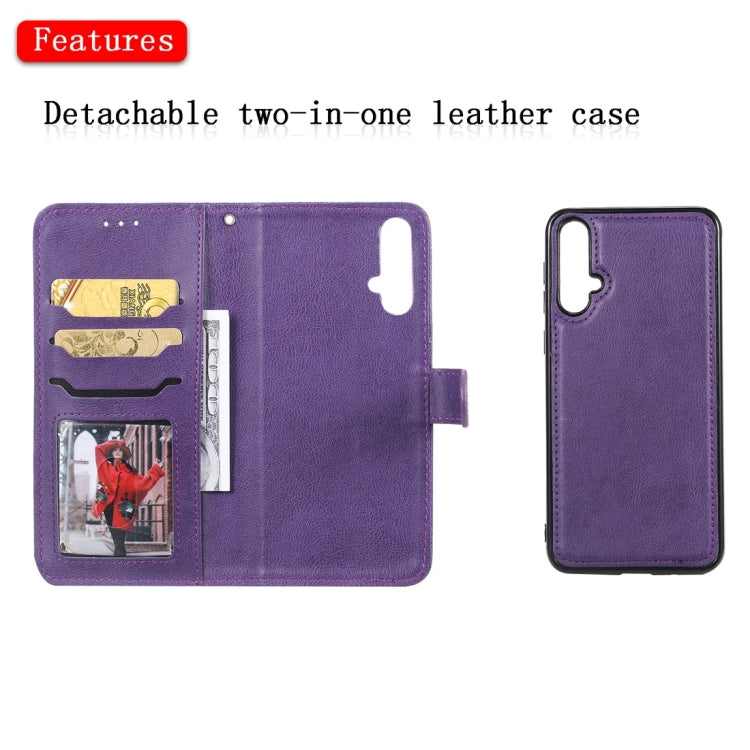 For Huawei nova 5 Solid Color Horizontal Flip Protective Case with Holder & Card Slots & Wallet & Photo Frame & Lanyard