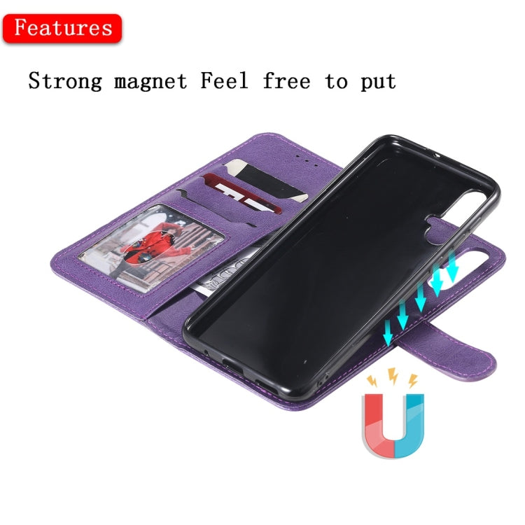 For Huawei nova 5 Solid Color Horizontal Flip Protective Case with Holder & Card Slots & Wallet & Photo Frame & Lanyard