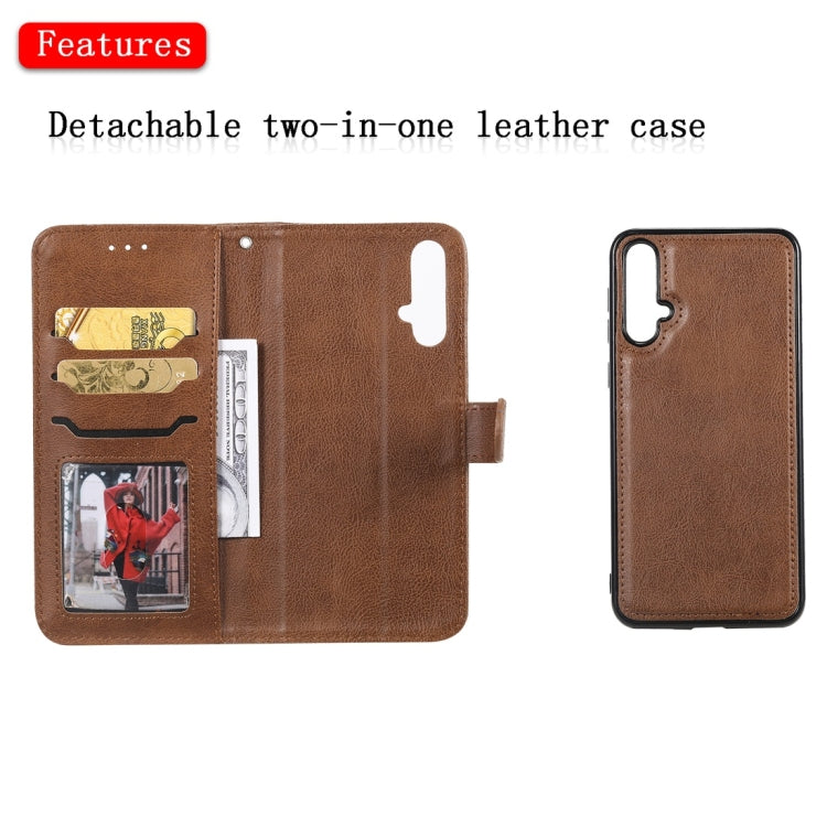 For Huawei nova 5 Solid Color Horizontal Flip Protective Case with Holder & Card Slots & Wallet & Photo Frame & Lanyard