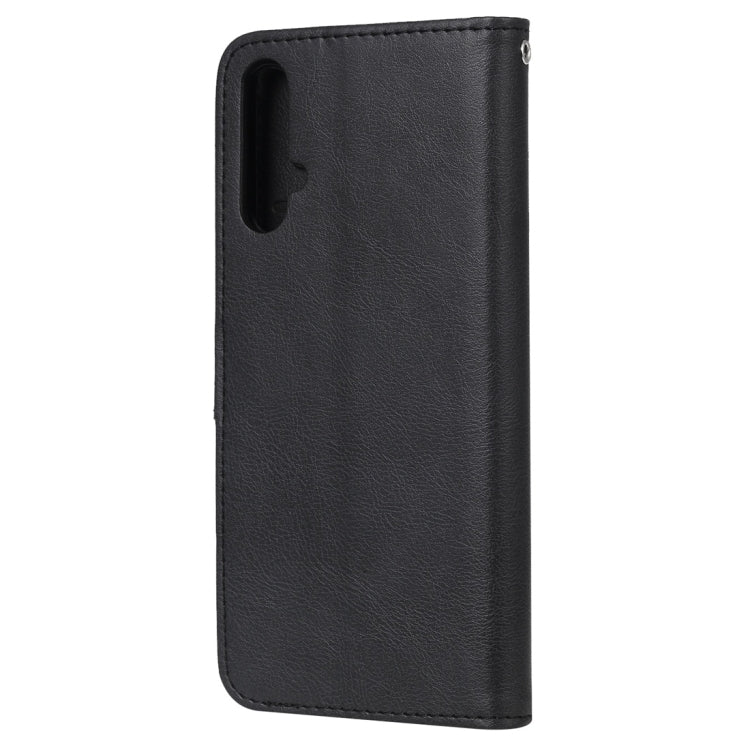 For Huawei nova 5 Solid Color Horizontal Flip Protective Case with Holder & Card Slots & Wallet & Photo Frame & Lanyard