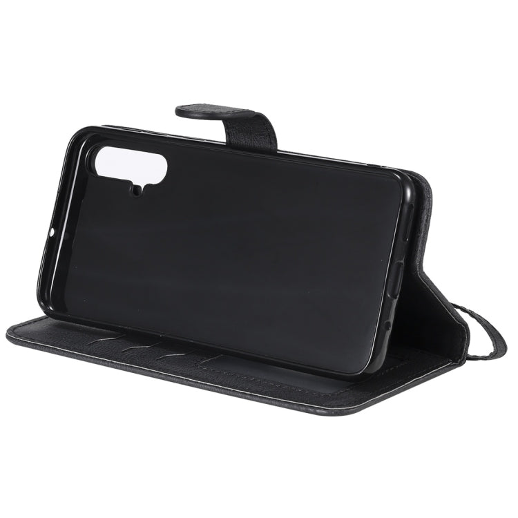 For Huawei nova 5 Solid Color Horizontal Flip Protective Case with Holder & Card Slots & Wallet & Photo Frame & Lanyard