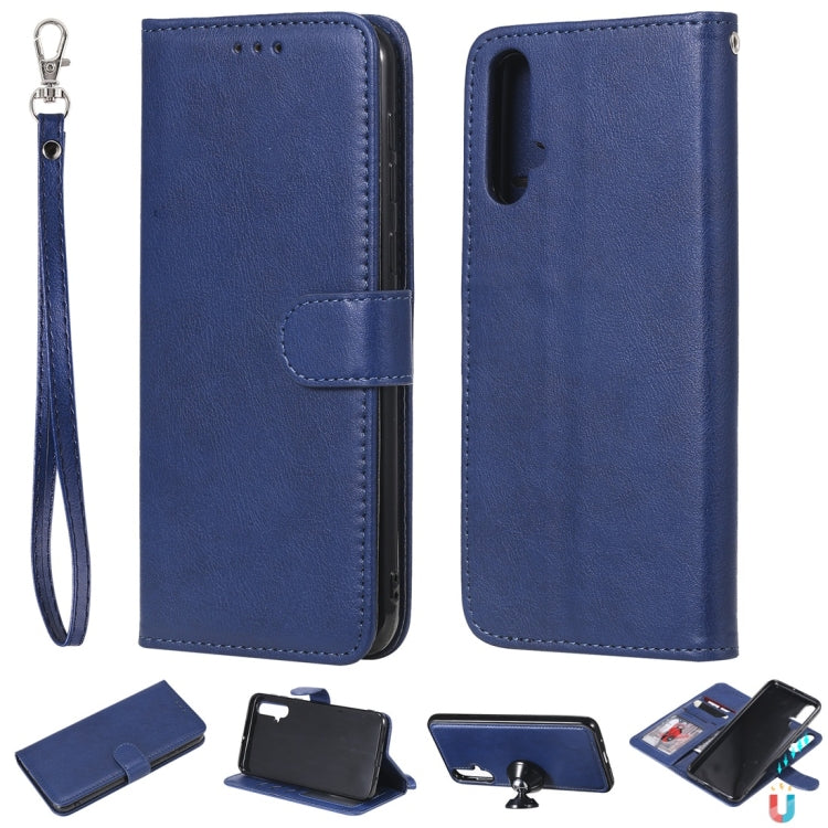For Huawei nova 5 Solid Color Horizontal Flip Protective Case with Holder & Card Slots & Wallet & Photo Frame & Lanyard