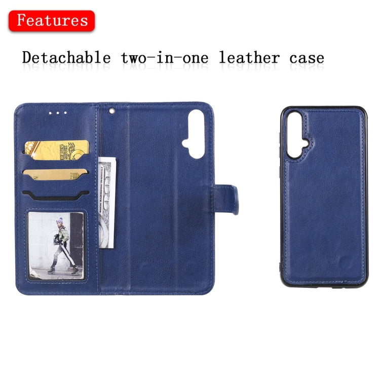 For Huawei nova 5 Solid Color Horizontal Flip Protective Case with Holder & Card Slots & Wallet & Photo Frame & Lanyard