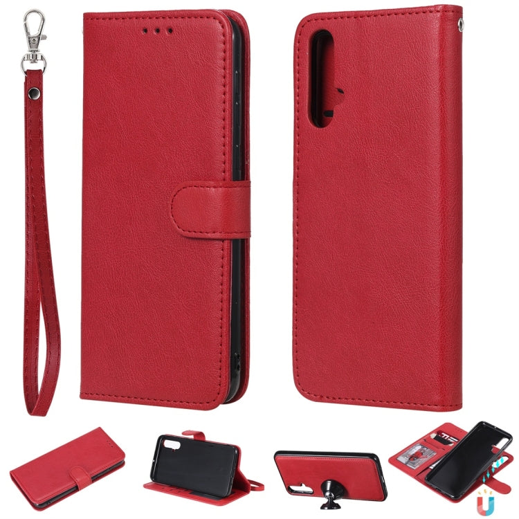 For Huawei nova 5 Solid Color Horizontal Flip Protective Case with Holder & Card Slots & Wallet & Photo Frame & Lanyard