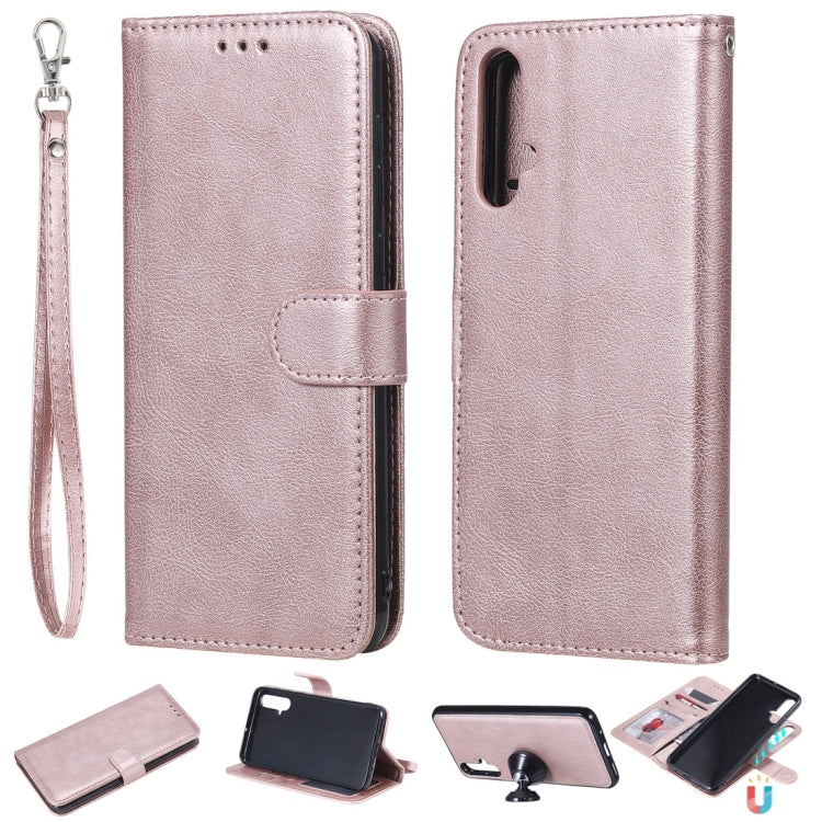 For Huawei nova 5 Solid Color Horizontal Flip Protective Case with Holder & Card Slots & Wallet & Photo Frame & Lanyard