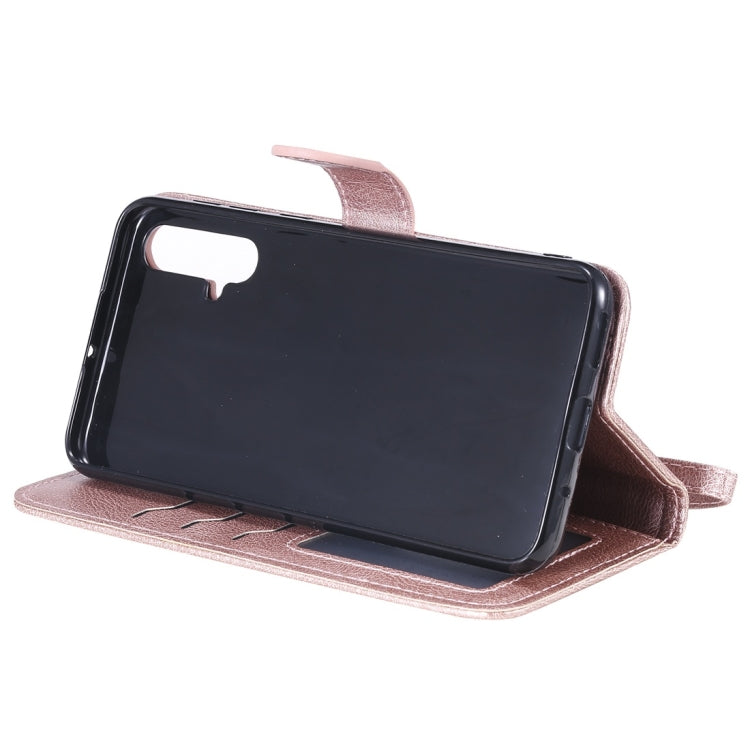 For Huawei nova 5 Solid Color Horizontal Flip Protective Case with Holder & Card Slots & Wallet & Photo Frame & Lanyard
