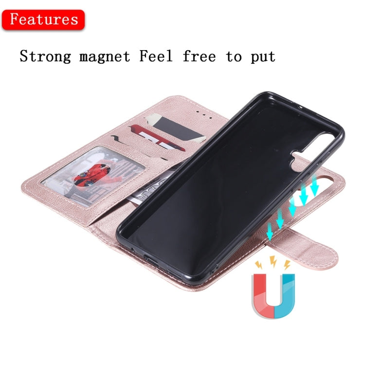 For Huawei nova 5 Solid Color Horizontal Flip Protective Case with Holder & Card Slots & Wallet & Photo Frame & Lanyard