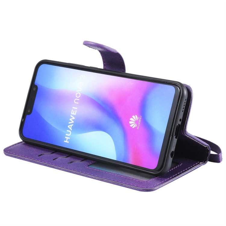 For Huawei nova 3 Solid Color Horizontal Flip Protective Case with Holder & Card Slots & Wallet & Photo Frame & Lanyard