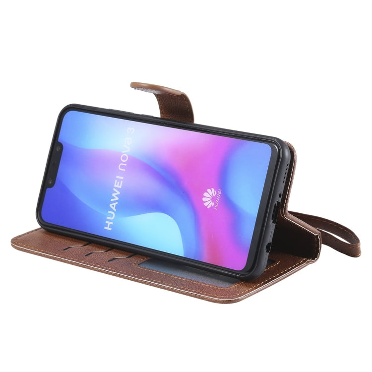 For Huawei nova 3 Solid Color Horizontal Flip Protective Case with Holder & Card Slots & Wallet & Photo Frame & Lanyard