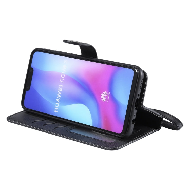 For Huawei nova 3 Solid Color Horizontal Flip Protective Case with Holder & Card Slots & Wallet & Photo Frame & Lanyard