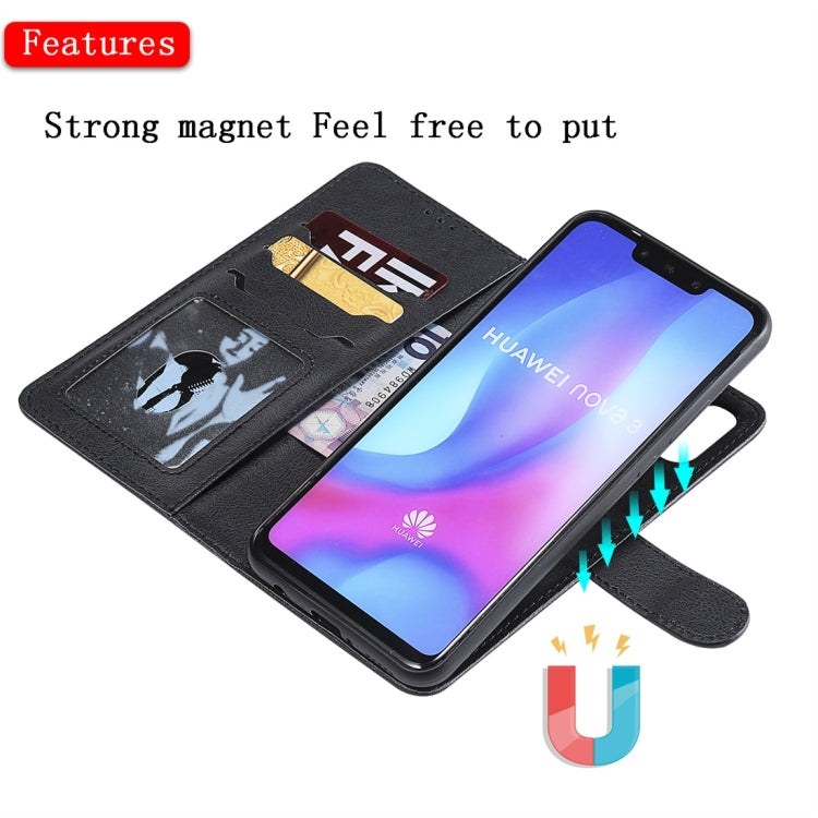 For Huawei nova 3 Solid Color Horizontal Flip Protective Case with Holder & Card Slots & Wallet & Photo Frame & Lanyard
