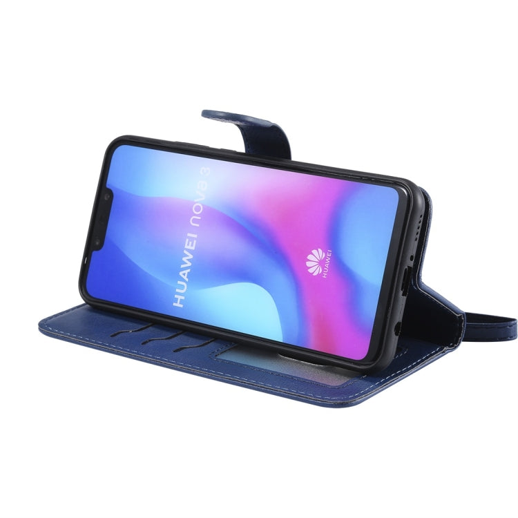 For Huawei nova 3 Solid Color Horizontal Flip Protective Case with Holder & Card Slots & Wallet & Photo Frame & Lanyard