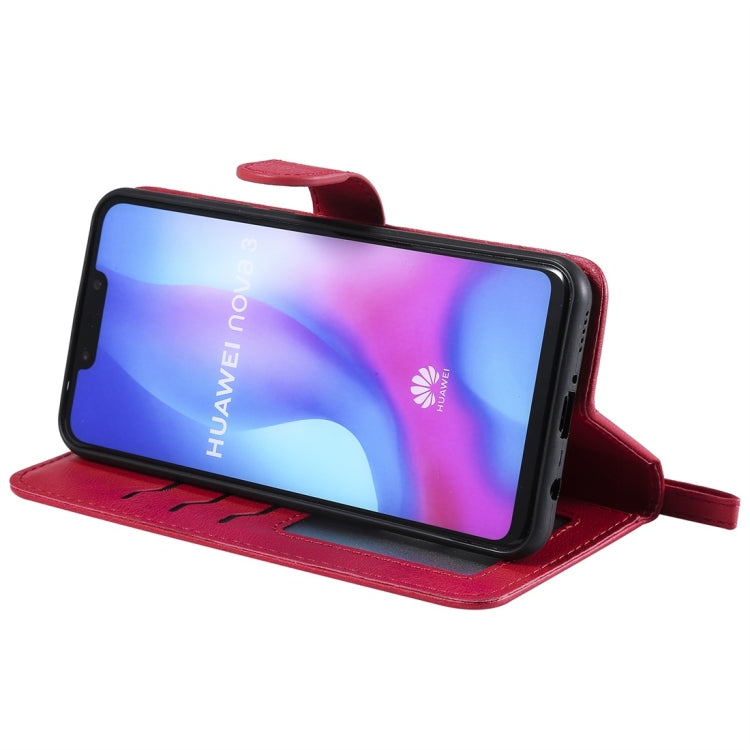 For Huawei nova 3 Solid Color Horizontal Flip Protective Case with Holder & Card Slots & Wallet & Photo Frame & Lanyard