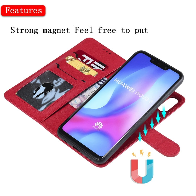 For Huawei nova 3 Solid Color Horizontal Flip Protective Case with Holder & Card Slots & Wallet & Photo Frame & Lanyard