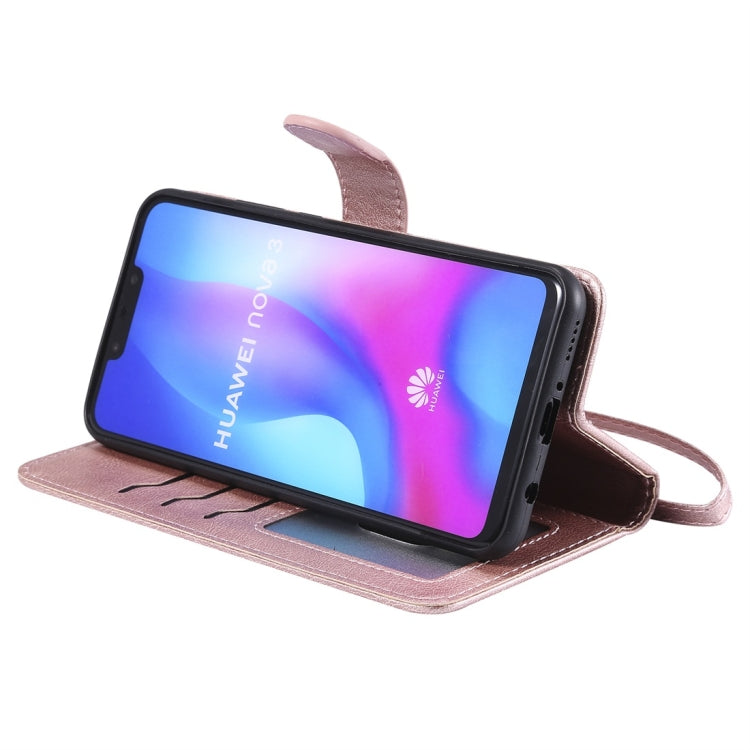 For Huawei nova 3 Solid Color Horizontal Flip Protective Case with Holder & Card Slots & Wallet & Photo Frame & Lanyard