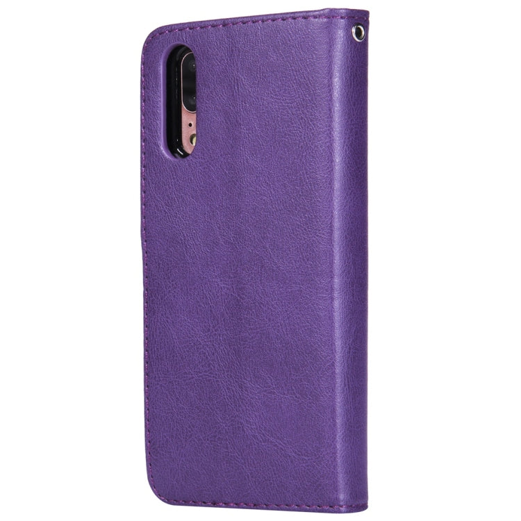For Huawei P20 Solid Color Horizontal Flip Protective Case with Holder & Card Slots & Wallet & Photo Frame & Lanyard