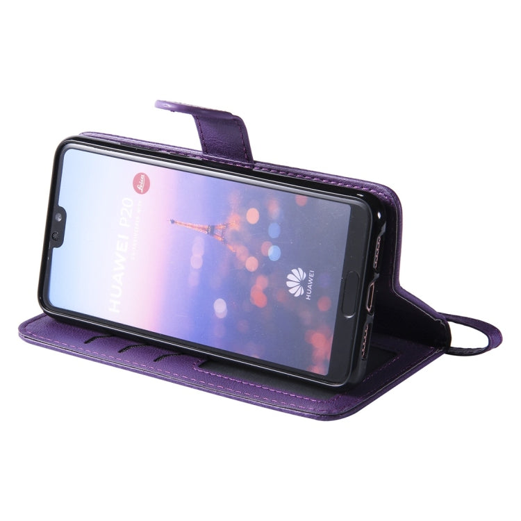 For Huawei P20 Solid Color Horizontal Flip Protective Case with Holder & Card Slots & Wallet & Photo Frame & Lanyard