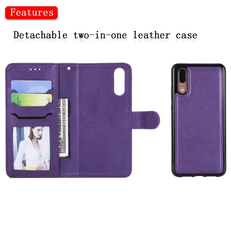 For Huawei P20 Solid Color Horizontal Flip Protective Case with Holder & Card Slots & Wallet & Photo Frame & Lanyard