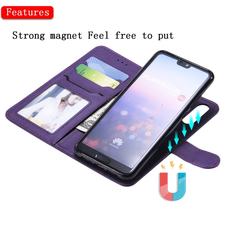 For Huawei P20 Solid Color Horizontal Flip Protective Case with Holder & Card Slots & Wallet & Photo Frame & Lanyard