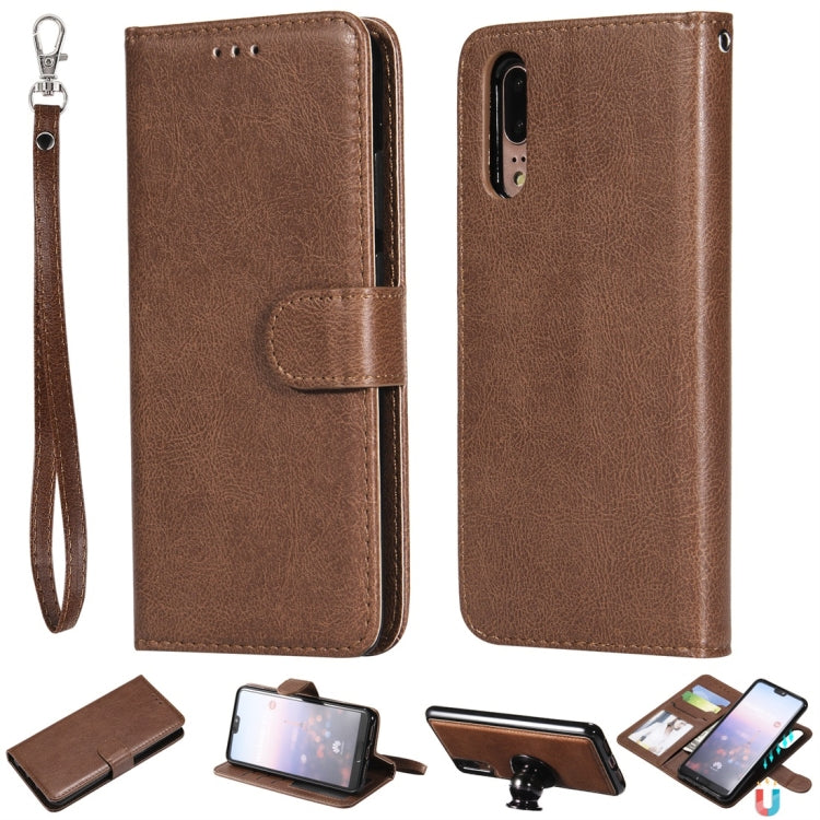 For Huawei P20 Solid Color Horizontal Flip Protective Case with Holder & Card Slots & Wallet & Photo Frame & Lanyard