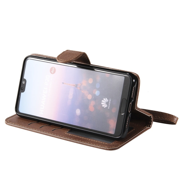 For Huawei P20 Solid Color Horizontal Flip Protective Case with Holder & Card Slots & Wallet & Photo Frame & Lanyard