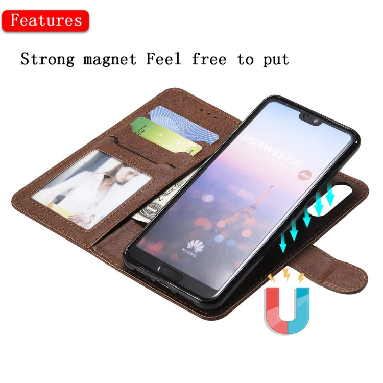 For Huawei P20 Solid Color Horizontal Flip Protective Case with Holder & Card Slots & Wallet & Photo Frame & Lanyard