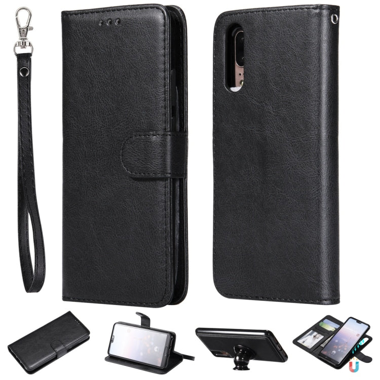 For Huawei P20 Solid Color Horizontal Flip Protective Case with Holder & Card Slots & Wallet & Photo Frame & Lanyard