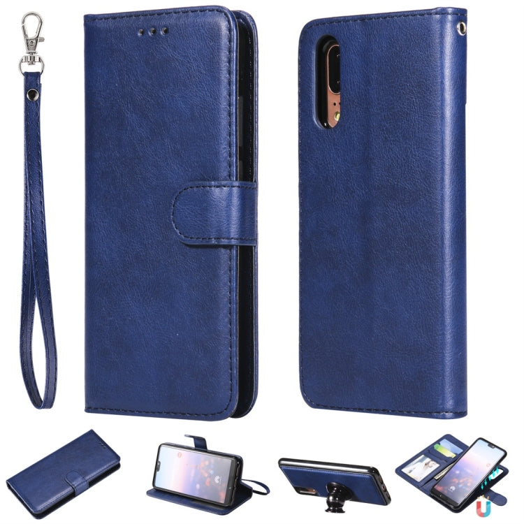 For Huawei P20 Solid Color Horizontal Flip Protective Case with Holder & Card Slots & Wallet & Photo Frame & Lanyard