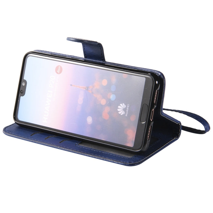 For Huawei P20 Solid Color Horizontal Flip Protective Case with Holder & Card Slots & Wallet & Photo Frame & Lanyard