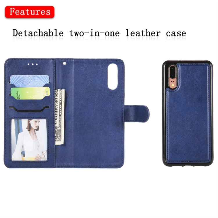 For Huawei P20 Solid Color Horizontal Flip Protective Case with Holder & Card Slots & Wallet & Photo Frame & Lanyard