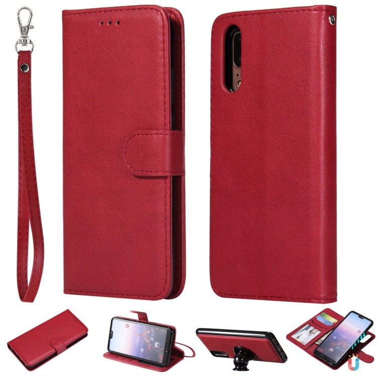 For Huawei P20 Solid Color Horizontal Flip Protective Case with Holder & Card Slots & Wallet & Photo Frame & Lanyard