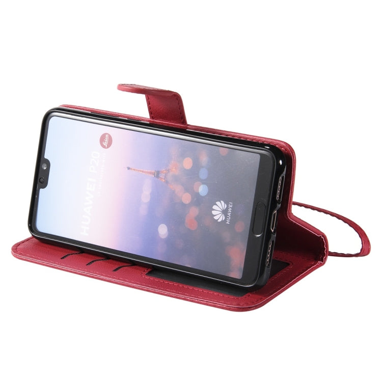 For Huawei P20 Solid Color Horizontal Flip Protective Case with Holder & Card Slots & Wallet & Photo Frame & Lanyard